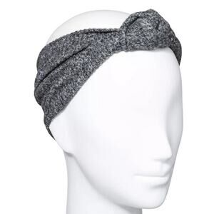 Heathered Knit Tubular Knot Front Headband Headwrap- Color: Gray